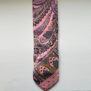BRIONI Italian Silk Tie Pink Paisley Purple